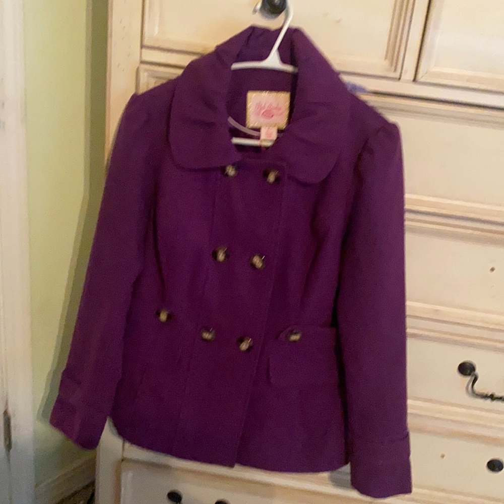 PINK ENVELOPE Magenta double breasted dress Coat girls/teen Size Large